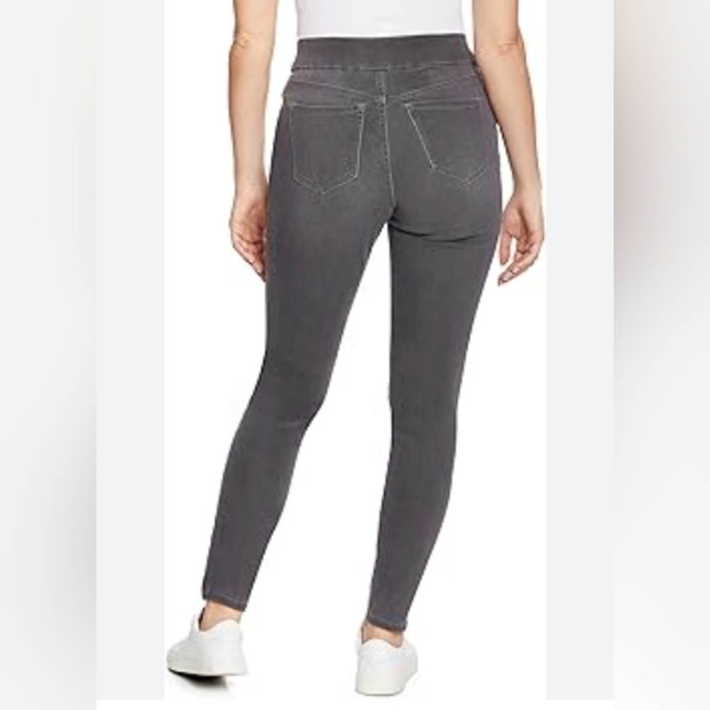 💕 NEW! Nine West Gray Jeggings Pull On Mid Rise Sz 6 - Picture 4 of 6